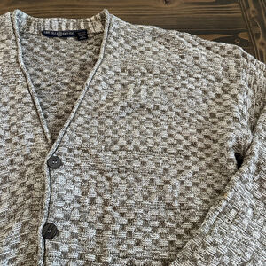 Cape Isle Knitters Cardigan XL Brown White Textured Knit USA Made Grandpacore